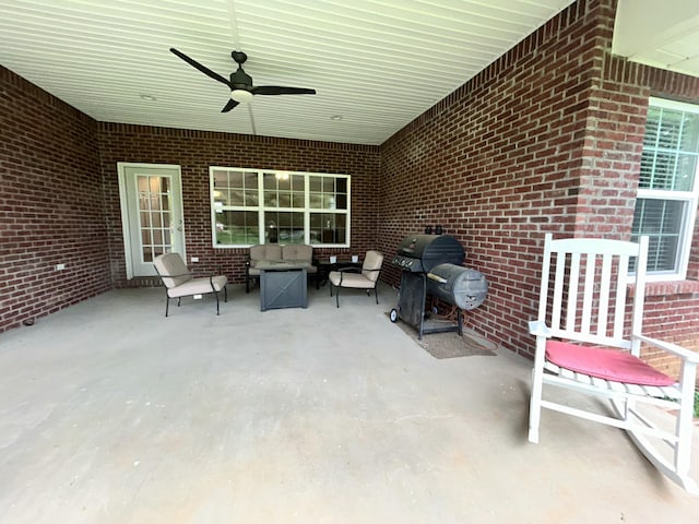 111 Fern Dr, Somerset, KY 42501 - view of patio / terrace with ceiling fan, an outdoor hangout area, and a grill