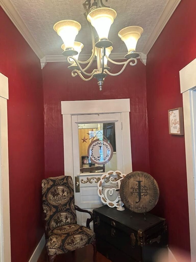 225 Mt Sterling Ave, Flemingsburg, KY 41041 - living area with a chandelier and crown molding