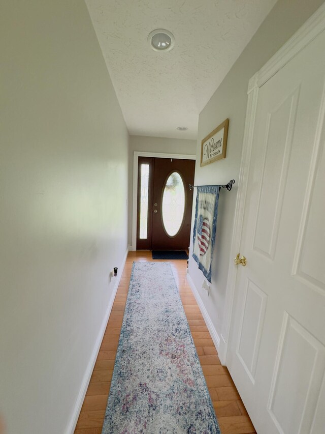 100 Dillon Ct, Berea, KY 40403 - doorway to outside featuring baseboards, light wood-style flooring, and a textured ceiling
