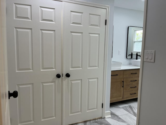 211 S Alta Ave, Danville, KY 40422 - bathroom with vanity and marble look tiles