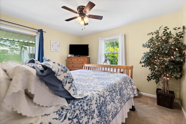 202 Leimaur Dr, Richmond, KY 40475 - carpeted bedroom with access to outside, baseboards, and ceiling fan