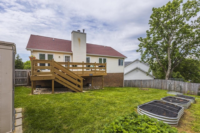 1208 Four Wynds Trl, Lexington, KY 40515 - rear view of house with a wooden deck and a chimney