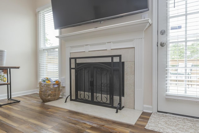 1208 Four Wynds Trl, Lexington, KY 40515 - detailed view of wood finished floors, a fireplace with flush hearth, and baseboards