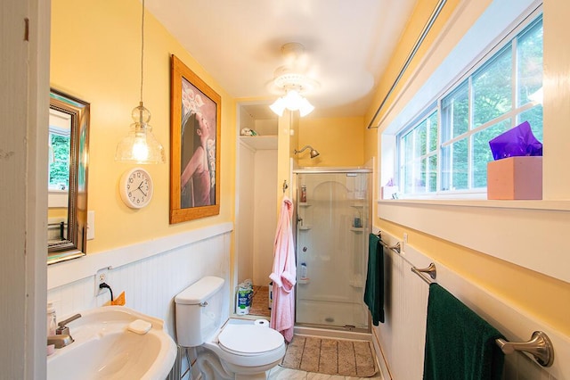 2000 Bald Knob Rd, Frankfort, KY 40601 - full bath with wainscoting and a stall shower