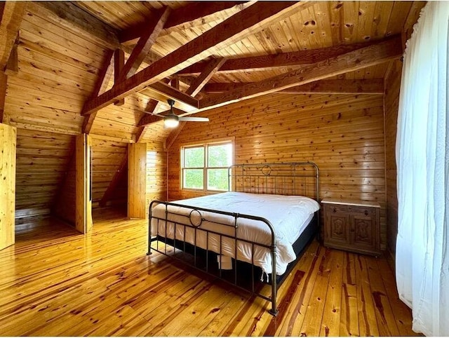 792 Tuggle Rd, Lancaster, KY 40444 - bedroom with wooden walls, wooden ceiling, and hardwood / wood-style flooring
