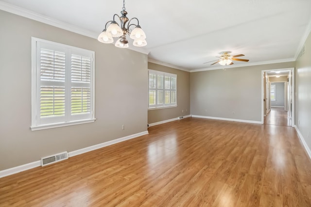 1141 Danville Rd, Lancaster, KY 40444 - unfurnished room with baseboards, ornamental molding, light wood-style flooring, and visible vents