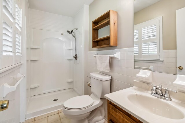 1141 Danville Rd, Lancaster, KY 40444 - bathroom with toilet, walk in shower, tile patterned floors, and plenty of natural light