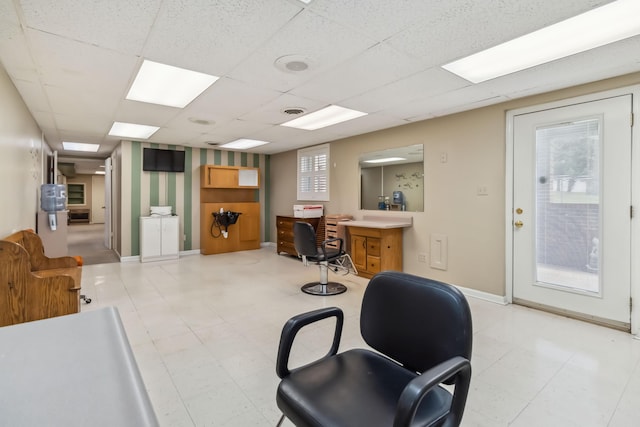 1141 Danville Rd, Lancaster, KY 40444 - interior space featuring a paneled ceiling, baseboards, and visible vents