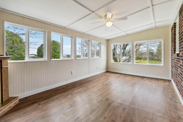 1141 Danville Rd, Lancaster, KY 40444 - unfurnished sunroom with ceiling fan, a wealth of natural light, and wood finished floors