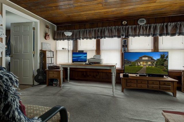 523 W High St, Mt Sterling, KY 40353 - living room with wooden ceiling, carpet, and a desk