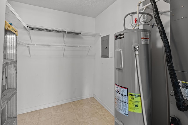 utility room with water heater and electric panel