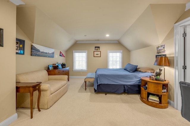 1775 Mooreland Dr, Lexington, KY 40502 - bedroom with carpet floors, lofted ceiling, baseboards, and recessed lighting