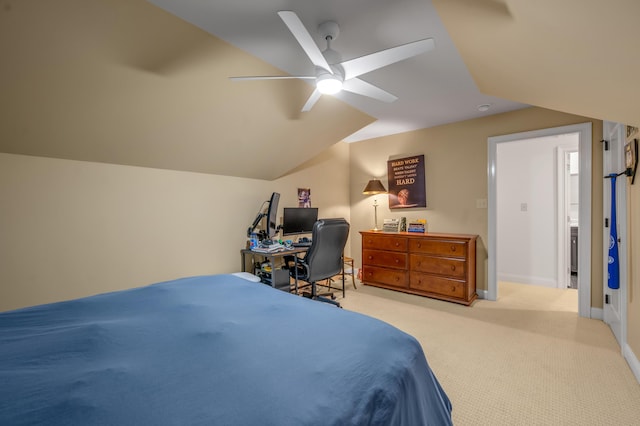 1775 Mooreland Dr, Lexington, KY 40502 - bedroom featuring lofted ceiling, carpet, a ceiling fan, and baseboards