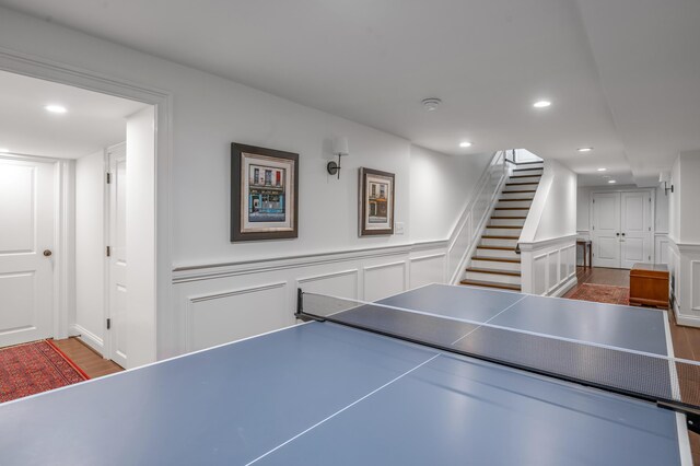 1775 Mooreland Dr, Lexington, KY 40502 - playroom with a decorative wall, recessed lighting, and wainscoting