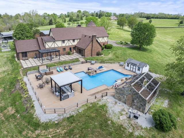 129 Adams Ln, Richmond, KY 40475 - pool featuring a pergola, fence, a patio, and a yard