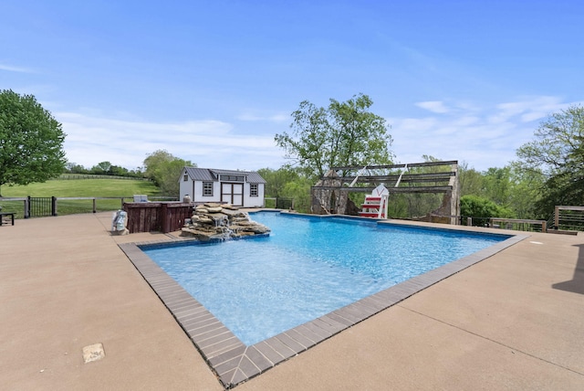 129 Adams Ln, Richmond, KY 40475 - view of pool with fence, a storage structure, an outdoor structure, a patio area, and a fenced in pool
