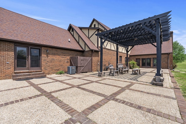 129 Adams Ln, Richmond, KY 40475 - view of patio with a pergola, entry steps, cooling unit, and french doors