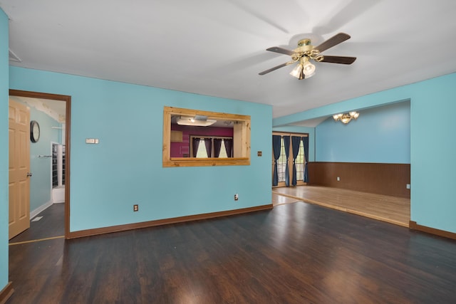 17590 New Columbus Rd, Corinth, KY 41010 - unfurnished room with baseboards, ceiling fan, and wood finished floors