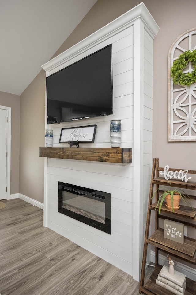916 Auckland Ave, Richmond, KY 40475 - detailed view of wood finished floors, a glass covered fireplace, and baseboards