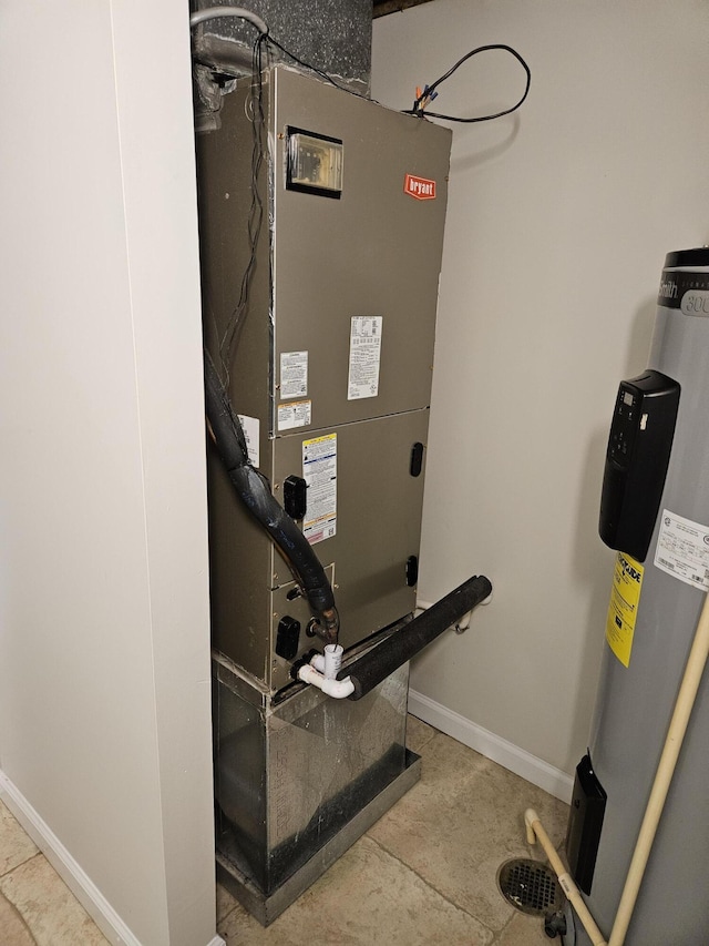 utilities with heating unit and electric water heater