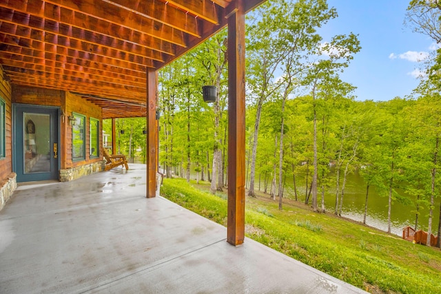 1117 Cliffs Edge Rd, East Bernstadt, KY 40729 - view of patio featuring a water view
