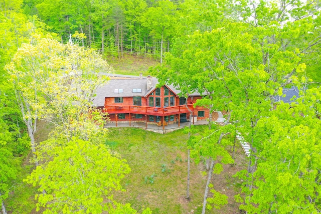 1117 Cliffs Edge Rd, East Bernstadt, KY 40729 - aerial view of property and surrounding area with a heavily wooded area