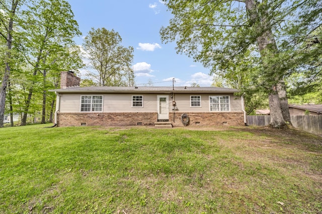 324 Circle Dr, Morehead, KY 40351 - back of house featuring crawl space, a chimney, brick siding, and entry steps