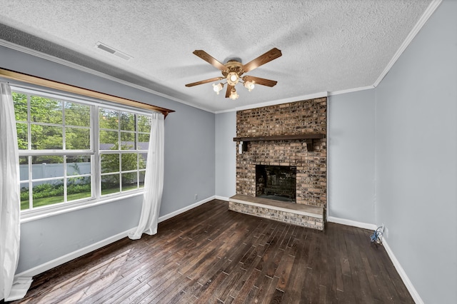 324 Circle Dr, Morehead, KY 40351 - unfurnished living room with wood-type flooring, a ceiling fan, baseboards, a textured ceiling, and crown molding