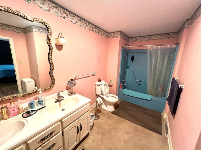 4758 Cloverlick Rd, Cumberland, KY 40823 - bathroom with toilet, double vanity, and shower / bath combo
