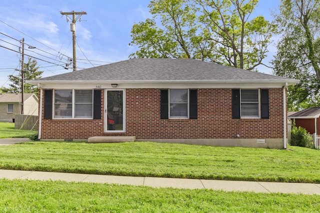 340 Wise Dr, Wilmore, KY 40390 - view of front of house with a front lawn, brick siding, roof with shingles, and crawl space
