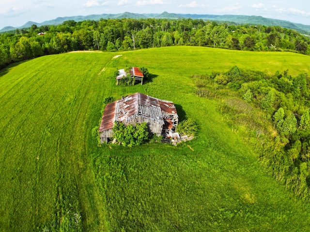 view from above of property with a mountain backdrop