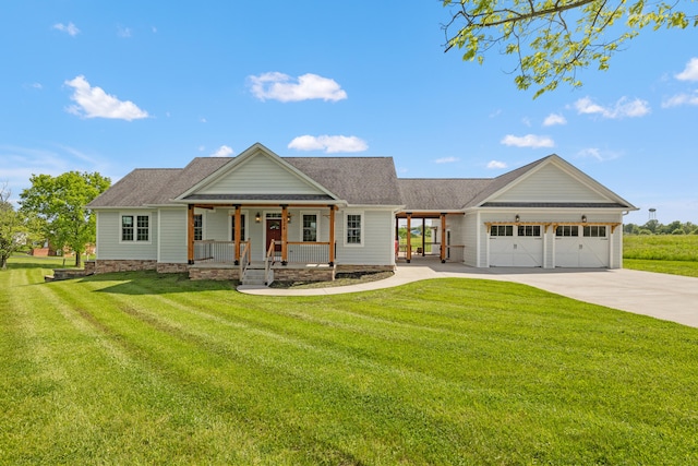324 Hays Mays Rd, Perryville, KY 40468 - view of front facade featuring a porch, a garage, and a front yard