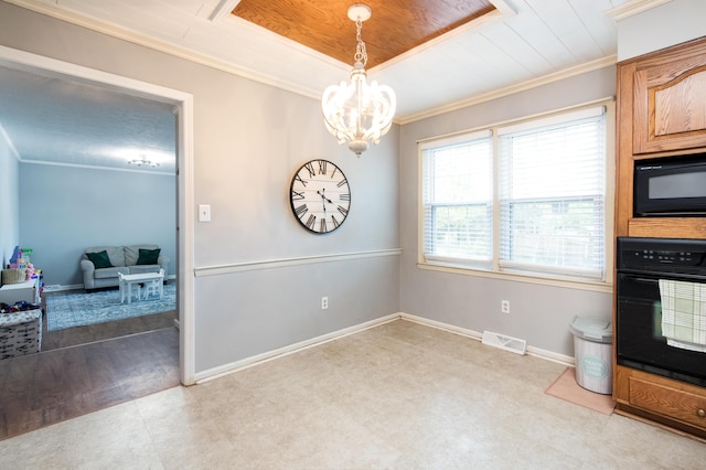 3476 Grasmere Dr, Lexington, KY 40503 - unfurnished dining area with a chandelier, crown molding, and baseboards
