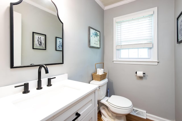 3476 Grasmere Dr, Lexington, KY 40503 - bathroom with ornamental molding, toilet, healthy amount of natural light, and vanity