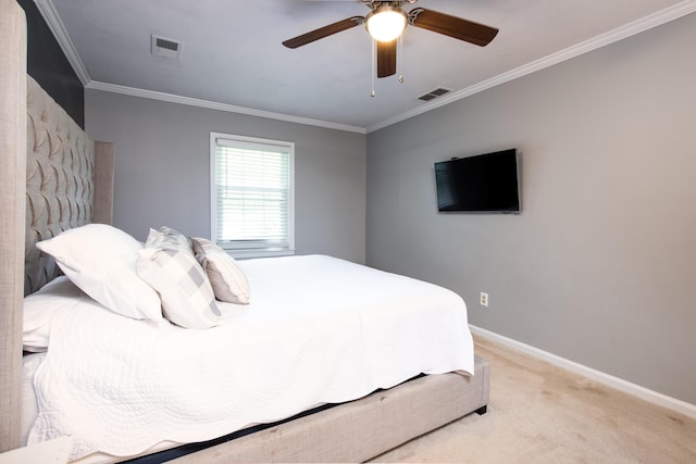 3476 Grasmere Dr, Lexington, KY 40503 - bedroom with crown molding, baseboards, light carpet, and a ceiling fan