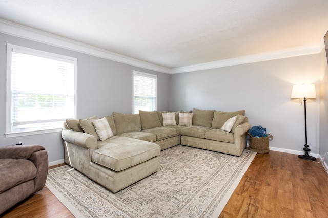 3476 Grasmere Dr, Lexington, KY 40503 - living room with ornamental molding, wood finished floors, and baseboards
