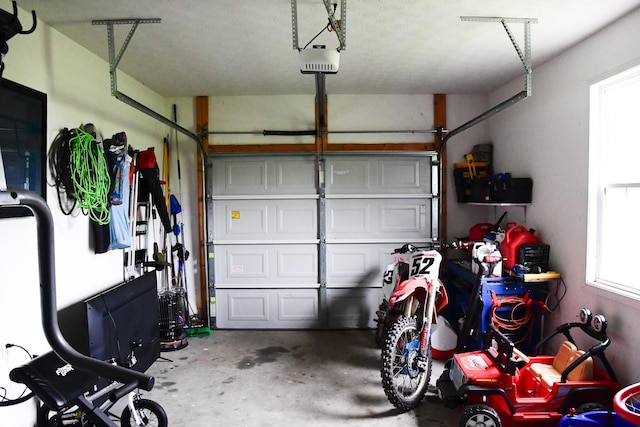 garage with a garage door opener