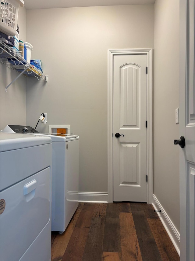 875 Ridgeview Dr, Frankfort, KY 40601 - washroom with washer and clothes dryer, dark wood finished floors, and baseboards