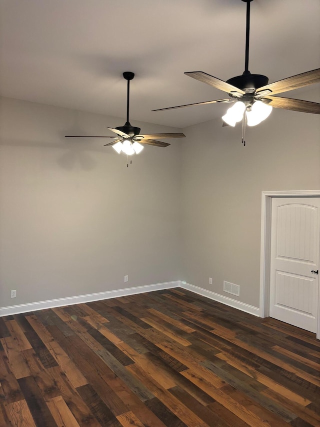 875 Ridgeview Dr, Frankfort, KY 40601 - spare room featuring a ceiling fan, dark wood-style flooring, and baseboards