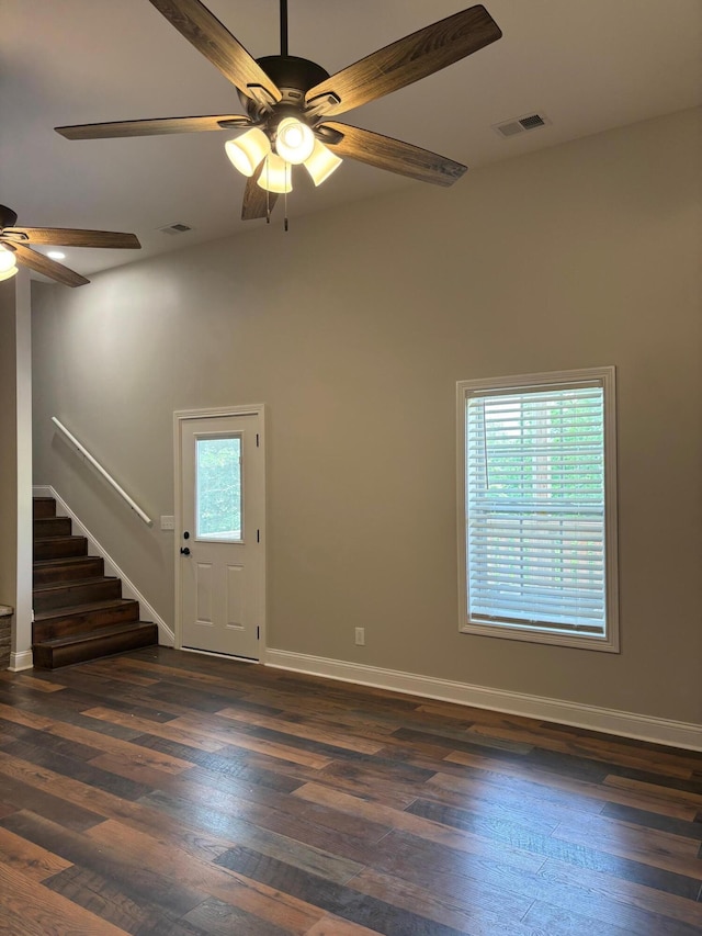 875 Ridgeview Dr, Frankfort, KY 40601 - spare room with ceiling fan, stairs, wood finished floors, and baseboards