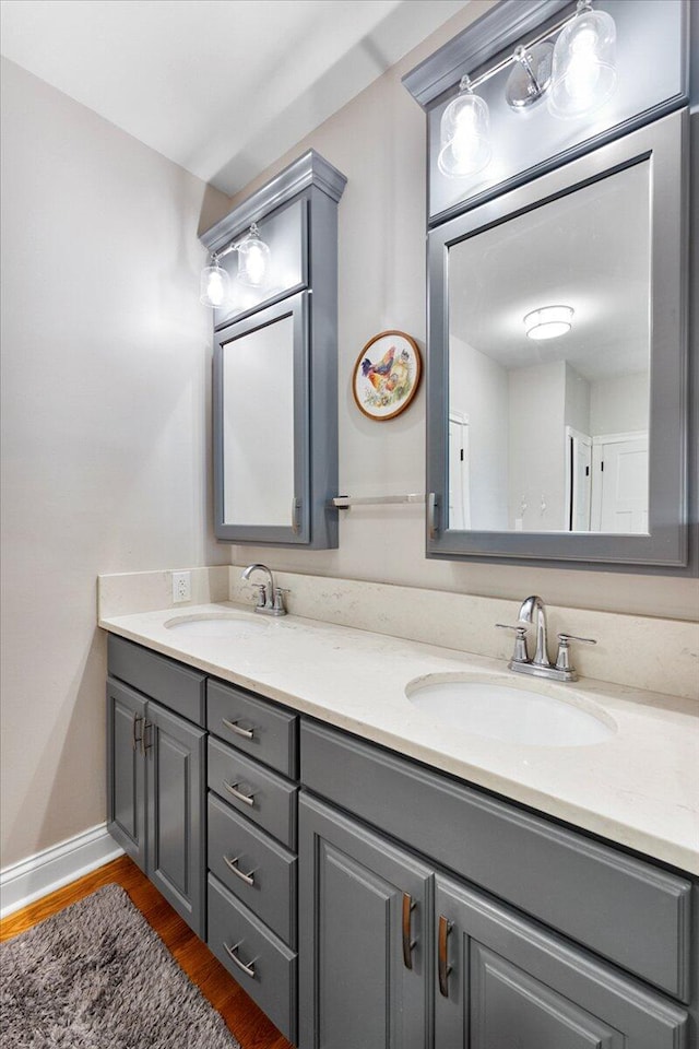 1183 The Ridings, Winchester, KY 40391 - bathroom featuring wood finished floors, double vanity, and baseboards