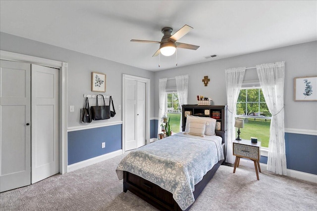 1183 The Ridings, Winchester, KY 40391 - carpeted bedroom featuring two closets, baseboards, and ceiling fan