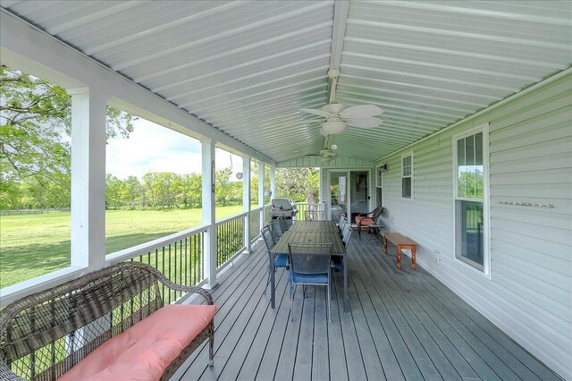1183 The Ridings, Winchester, KY 40391 - wooden deck featuring ceiling fan and a lawn