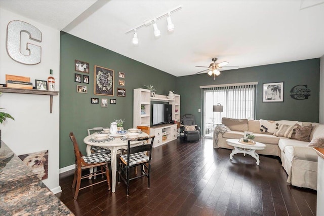 2627 Calgary, Lexington, KY 40509 - living area with wood finished floors, a ceiling fan, and baseboards