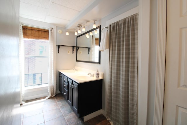 50 Sterling Ave, Fort Thomas, KY 41075 - bathroom with plenty of natural light, tile patterned flooring, and double vanity