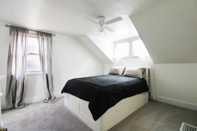 50 Sterling Ave, Fort Thomas, KY 41075 - carpeted bedroom featuring multiple windows, a ceiling fan, baseboards, and vaulted ceiling