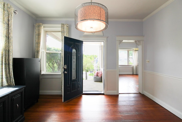 50 Sterling Ave, Fort Thomas, KY 41075 - entryway with dark wood-type flooring, crown molding, and baseboards