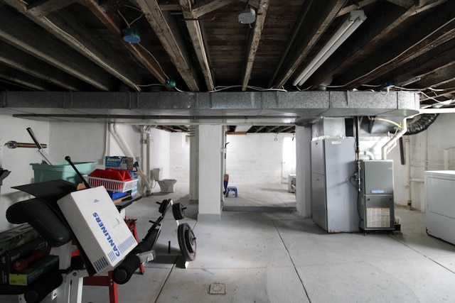 50 Sterling Ave, Fort Thomas, KY 41075 - unfinished basement featuring washer / clothes dryer and heating unit