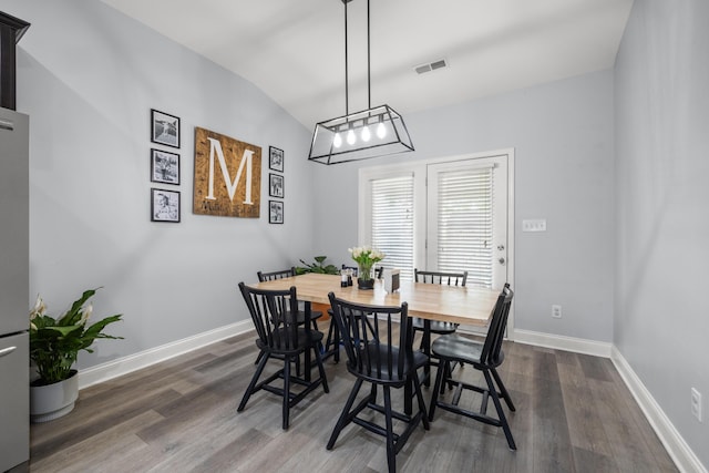 157 Cross Park Dr, Georgetown, KY 40324 - dining area featuring wood finished floors, baseboards, and lofted ceiling
