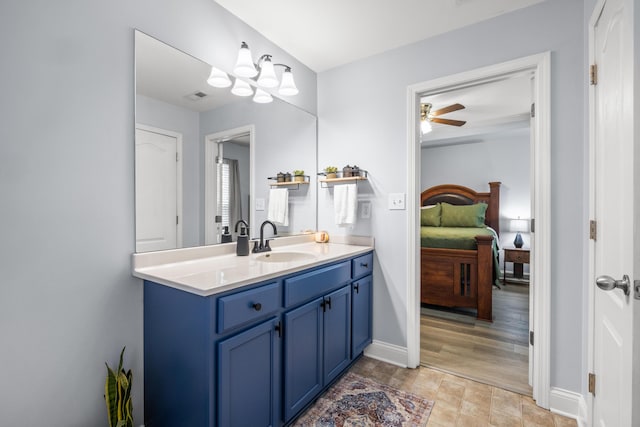 157 Cross Park Dr, Georgetown, KY 40324 - bathroom with ensuite bath, vanity, ceiling fan, and baseboards